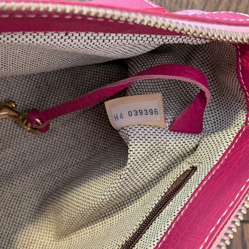 Vintage Dooney & Bourke Pink Y2K DB Monogram Canvas Leather Buckle Shoulder Bag - Picture 6 of 16